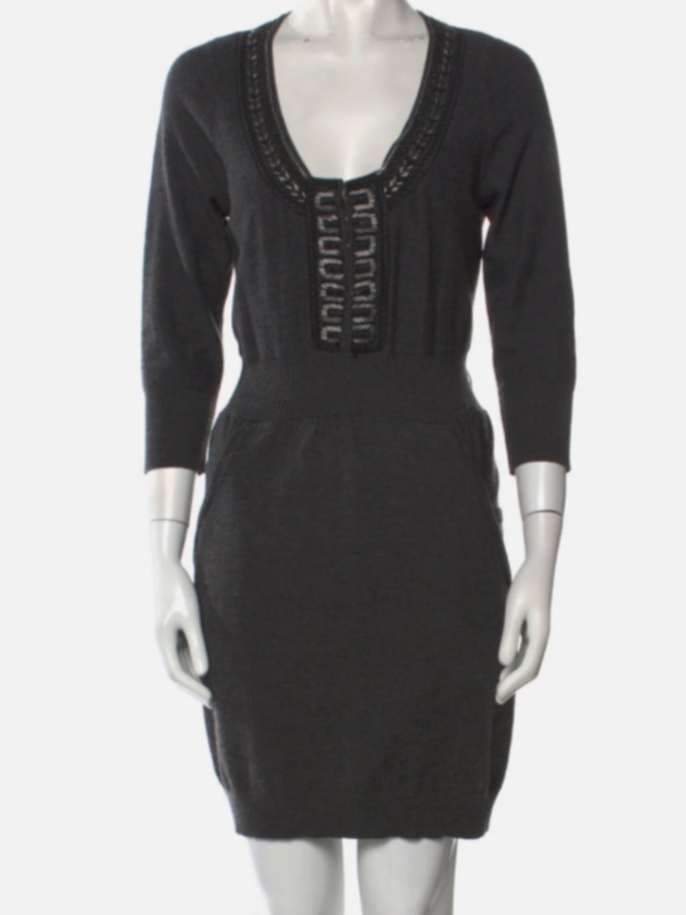 PROENZA SCHOULER 100% Merino Wool Mini Bustier Beaded Sweater Dress - S